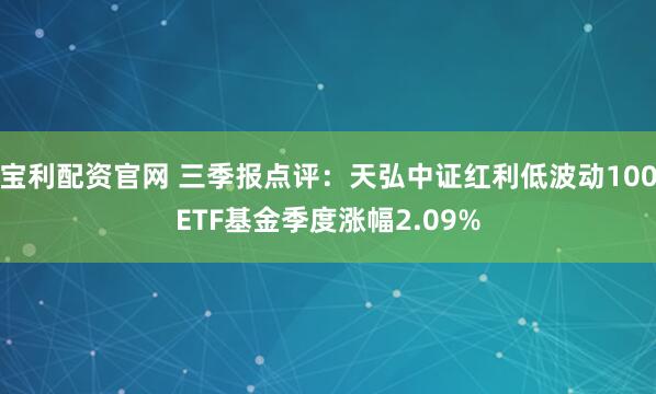 宝利配资官网 三季报点评：天弘中证红利低波动100ETF基金季度涨幅2.09%