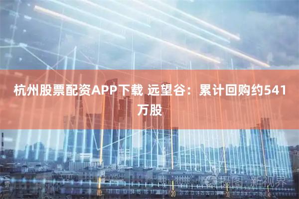 杭州股票配资APP下载 远望谷：累计回购约541万股